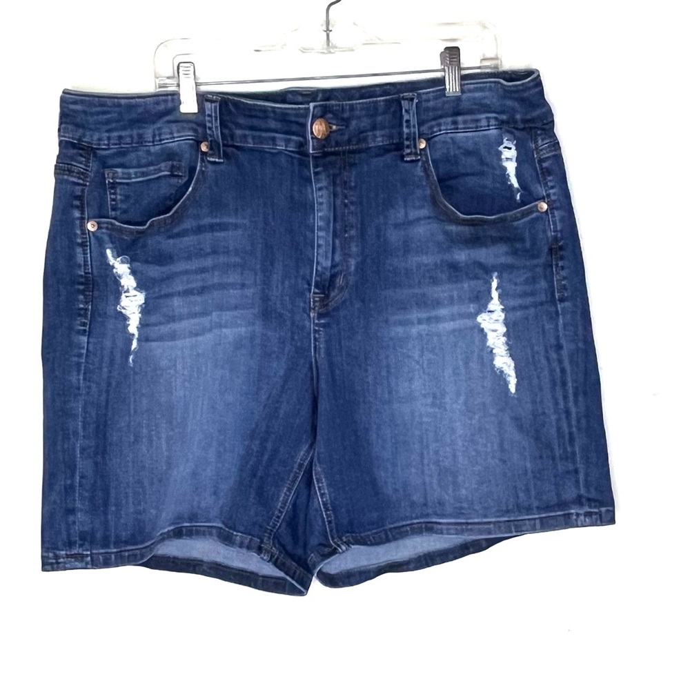 Melissa McCarthy Lane Bryant Seven7 denim jean shorts 18 Bermuda blue